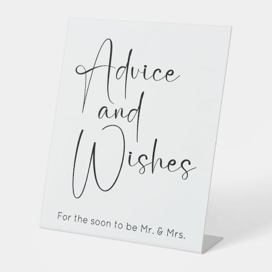 スクリプトモダンウェディングシャワーアドバイスとウィッシュ 台座サイン (正面)
