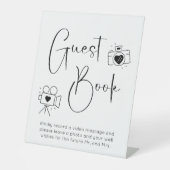 スクリプトモダンウェディングシャワーフォトゲストブック 台座サイン (正面)