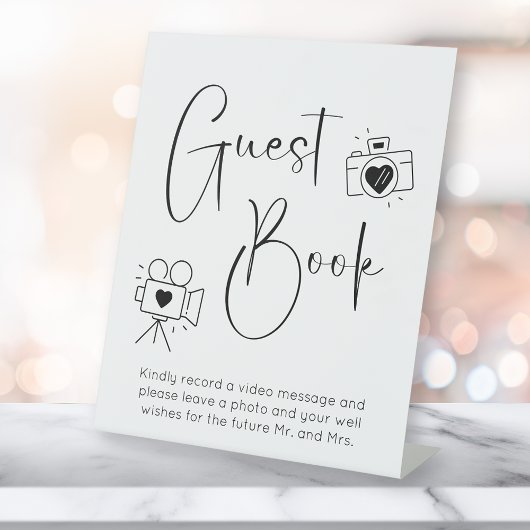 スクリプトモダンウェディングシャワーフォトゲストブック 台座サイン