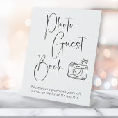 スクリプトモダンウェディングシャワーフォトゲストブック 台座サイン