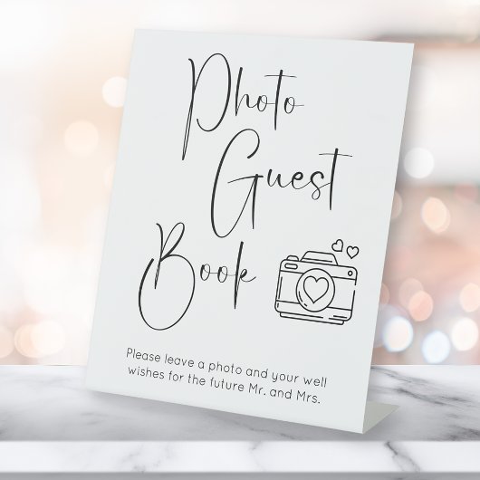スクリプトモダンウェディングシャワーフォトゲストブック 台座サイン