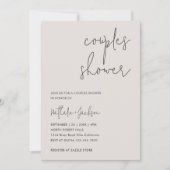 スクリプトモダンオフホワイトカップルブライダルシャワー 招待状 (正面)