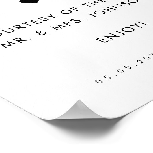 スクリプトモダンシガーバーミニマル結婚リストのサイン ポスター (角)