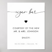 スクリプトモダンシガーバーミニマル結婚リストのサイン ポスター (正面)