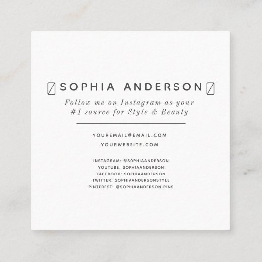 スクリプトモダンシックトレンディーコーラルフォトソーシャルメディア コーリングカード (裏面)