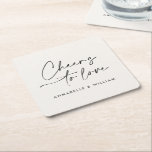 スクリプトモダンシックミニマルスを愛す結婚る応援 スクエアペーパーコースター<br><div class="desc">上品なモダンタイポグラフィはっきりした応援結婚式の引き出物・デコール・メイソン・ジャーを愛する…とモダンはエレガントシンプルタイポグラフィミニマル。自然なクリームと黒い色がカスタマイズありる。</div>