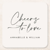 スクリプトモダンシックミニマルスを愛す結婚る応援 スクエアペーパーコースター (正面)