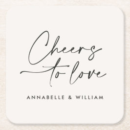 スクリプトモダンシックミニマルスを愛す結婚る応援 スクエアペーパーコースター