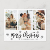 スクリプトモダンスノーフレーク3フォトコラージュクリスマス ポストカード (正面)