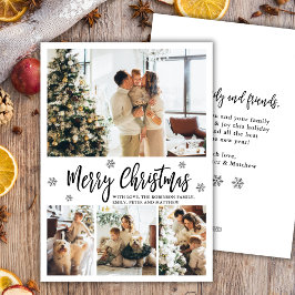 スクリプトモダンスノーフレーク4フォトコラージュクリスマス シーズンカード