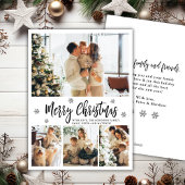 スクリプトモダンスノーフレーク4フォトコラージュクリスマス シーズンカード