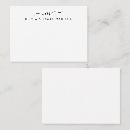 スクリプトモダンスワッシュモノグラムカップル文房具 ノートカード (正面/裏面)