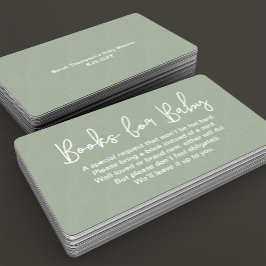 スクリプトモダンセージ緑の赤ちゃんシャワーブックリクエスト エンクロージャーカード