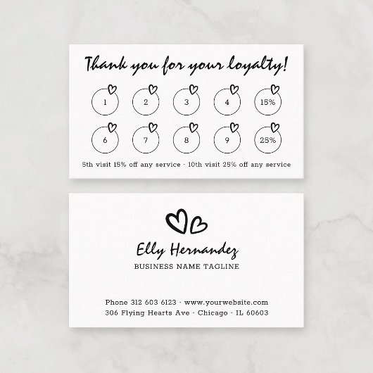 スクリプトモダンタイプライターハートロゴ黒 ロイヤリティカード