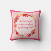 スクリプトモダンタイポグラフィピンクフローラ引用文 クッション (正面)