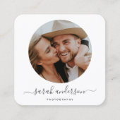 スクリプトモダンタイポグラフィフォトグラファー スクエア名刺 (正面)