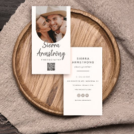 スクリプトモダンタイポグラフィフォトグラファーQRコード 名刺