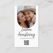 スクリプトモダンタイポグラフィフォトグラファーQRコード 名刺 (正面)