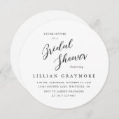 スクリプトモダンタイポグラフィブライダルシャワーラウンド 招待状 (正面/裏面)