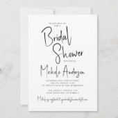 スクリプトモダンタイポグラフィブライダルシャワー 招待状 (正面)