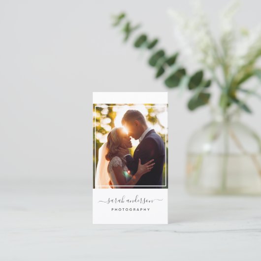 スクリプトモダンタイポグラフィ写真家フレーム 名刺 (スタンド正面)