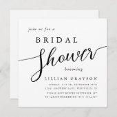 スクリプトモダンタイポグラフィ白黒ブライダルシャワー 招待状 (正面/裏面)