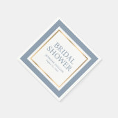 スクリプトモダンダスティブルーと金ゴールドブライダルシャワー スタンダードカクテルナプキン (角)