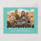 スクリプトモダンティール(緑がかった色)緑の引っ越しました写真の移動 案内ポストカード (正面)