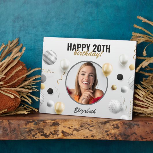 スクリプトモダンハッピーバースデーカスタムフォトギフト フォトプラーク (側面)