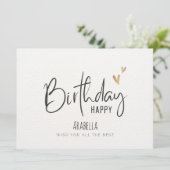 スクリプトモダンハッピーバースデーカードと金ゴールドハート カード (スタンド正面)