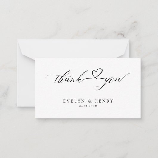 スクリプトモダンハートの結婚予算に感謝 ノートカード (正面)