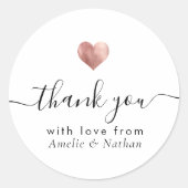 スクリプトモダンバラ金ゴールドハートに感謝結婚 ラウンドシール (正面)