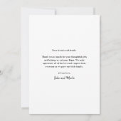 スクリプトモダンフォトベビー サンキューカード (裏面)