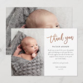 スクリプトモダンフォトベビー サンキューカード (正面/裏面)