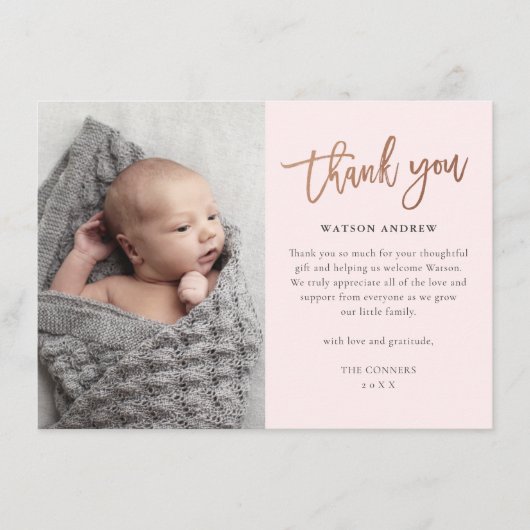スクリプトモダンフォトベビー サンキューカード (正面)