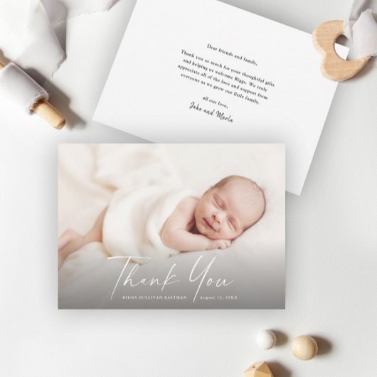 スクリプトモダンフォトベビー サンキューカード