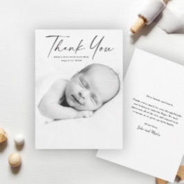 スクリプトモダンフォトベビー サンキューカード
