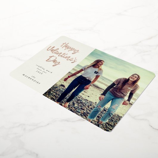 スクリプトモダンフォントハッピーバレンタインデー写真 箔シーズンカード (回転した状態)