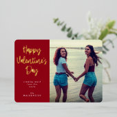 スクリプトモダンフォントハッピーバレンタインデー写真 箔シーズンカード (立ち正面)