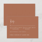 スクリプトモダンフォント結婚の銅色ブロック 出欠カード (正面/裏面)