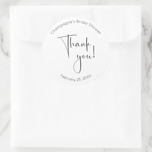 スクリプトモダンブライダルシャワーありがとう ラウンドシール (バッグ)