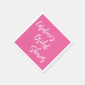 スクリプトモダンブライダルシャワーカスタムホットピンク スタンダードカクテルナプキン (角)