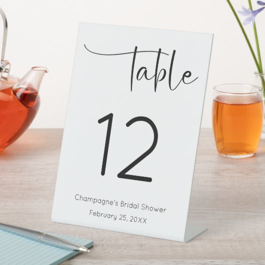 スクリプトモダンブライダルシャワーテーブル番号 台座サイン (インサイチュ)