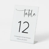 スクリプトモダンブライダルシャワーテーブル番号 台座サイン (正面)