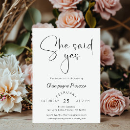 スクリプトモダンブライダルシャワー彼女が言ったYes 招待状