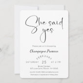 スクリプトモダンブライダルシャワー彼女が言ったYes 招待状 (正面)