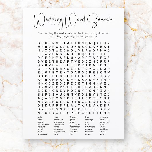 スクリプトモダンブライダルシャワーWord検索ゲーム