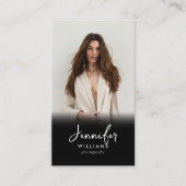 スクリプトモダンブラックフォトQRコードフォトグラファー 名刺 (正面)