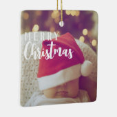 スクリプトモダンベビーの初めてのクリスマス写真 セラミックオーナメント (右)
