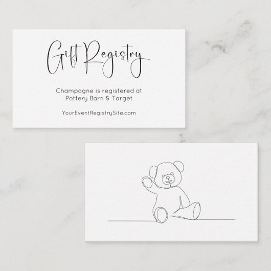 スクリプトモダンベビーシャワーギフトレジストリ エンクロージャーカード (正面/裏面)